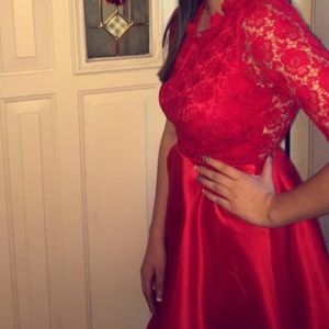 Red Lace Homecoming Dress